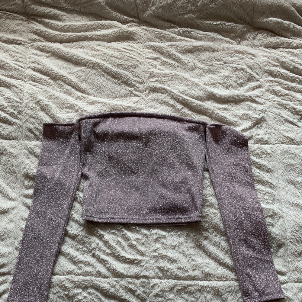 Metallic tube top with sleeves